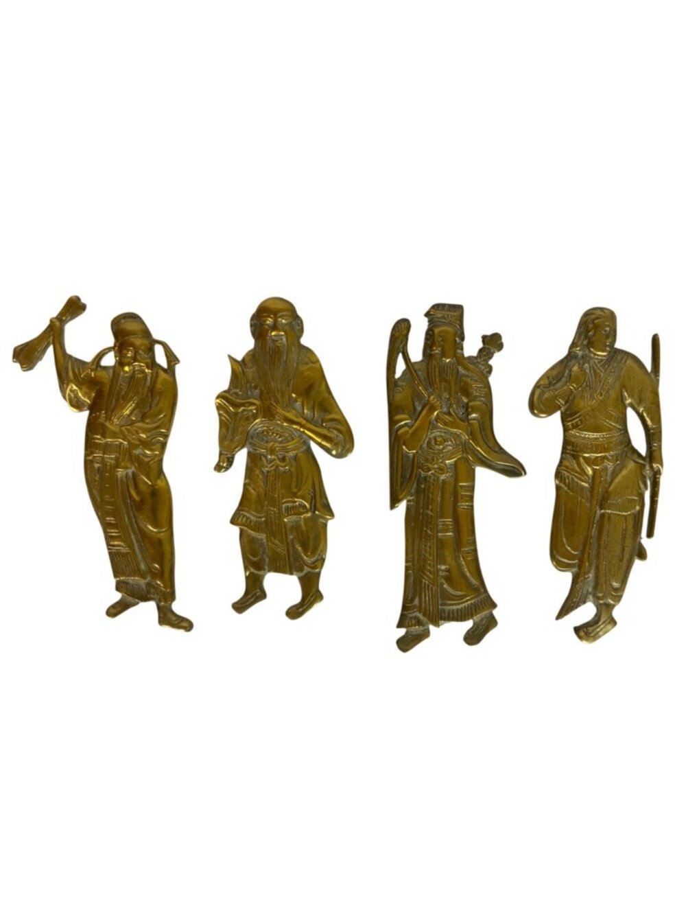 Ba Xian Immortals Set Of 4 Vintage Chinese Brass Wall Hangings Figurines Vintage